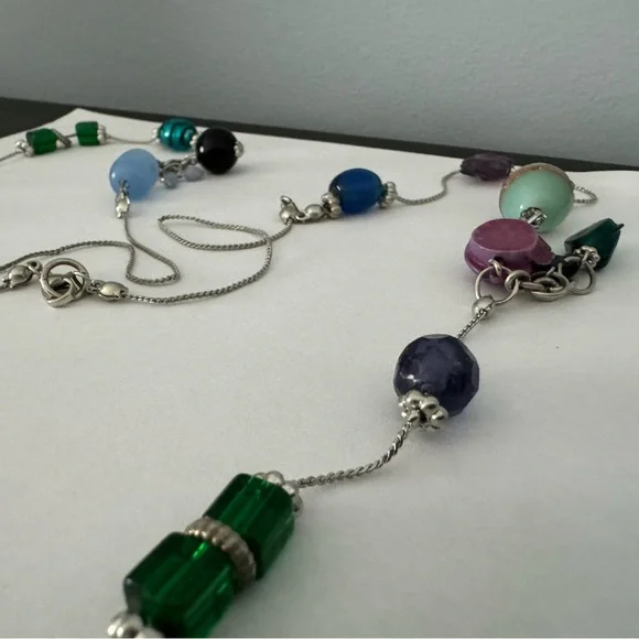 22" Lane Bryant glass bead silver tone necklace - Picture 9 of 11